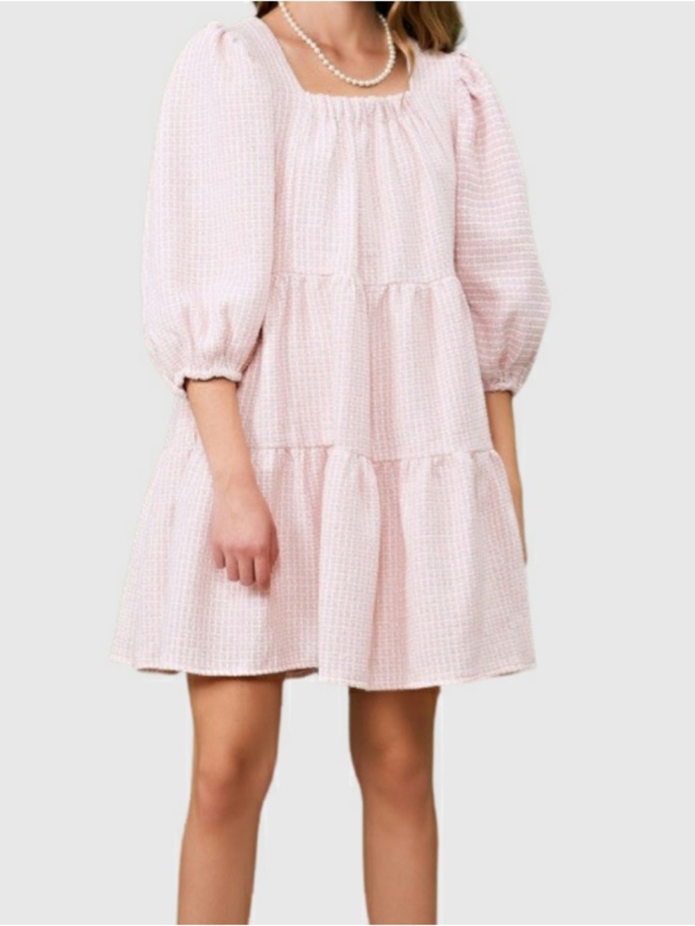 Sister Jane | NWT Rosy knees pink & white tweed dress